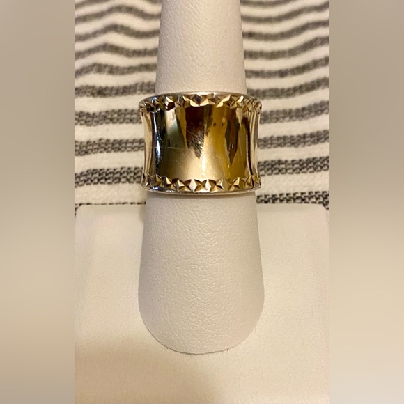 STERLING SILVER Wide Band Statement Ring; Size 7.5”; absolutely beautiful.